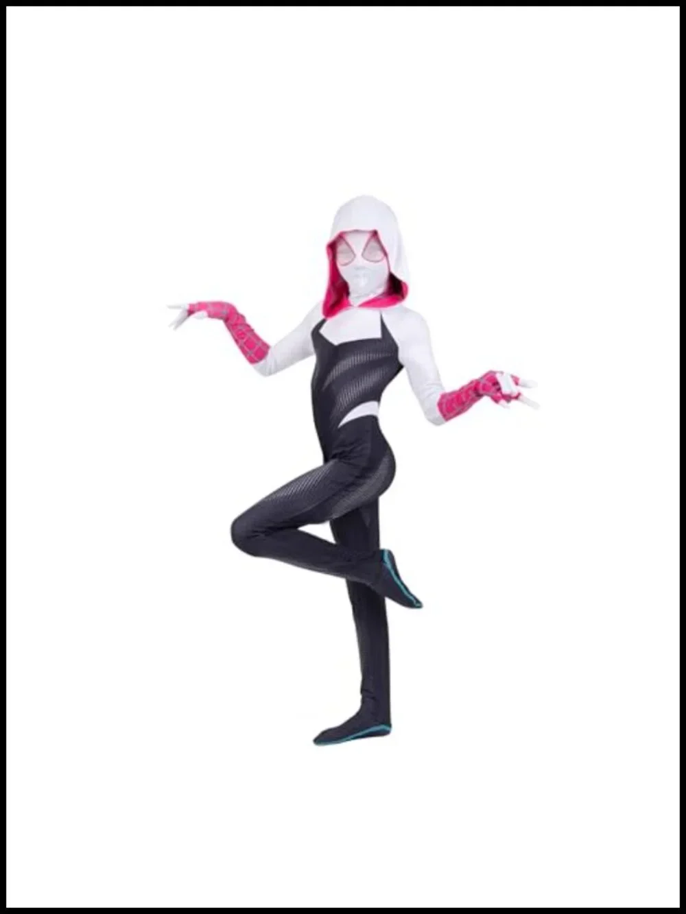 Marvel Spider-Gwen Youth Zentai Costume Hooded Spandex Jumpsuit with Mask
